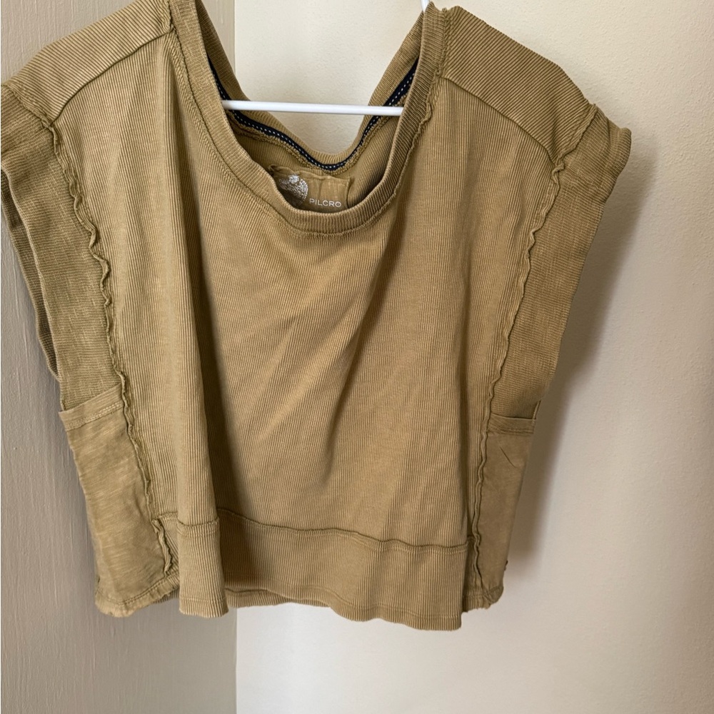 Anthropologie Olive Green Crop Sweater Vest